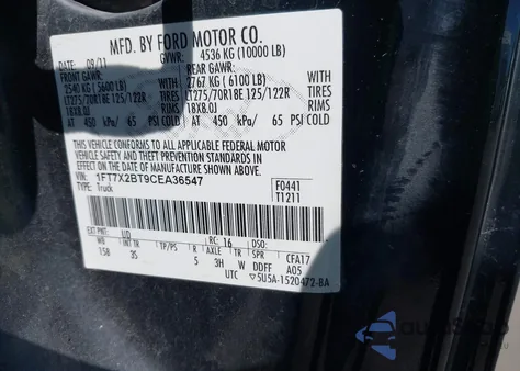 2012 Ford F-250 Xlt z USA, uszkodzony, nr VIN 1FT7X2BT9CEA36547